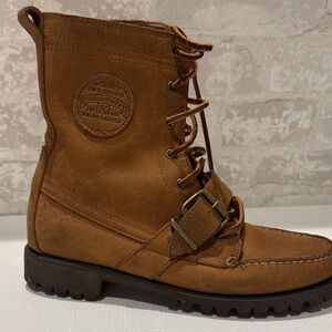 Ralph Lauren Women’s Tan Leather Lace-Up Boots